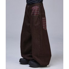 SCALLYWAG 포인트 체크 논페이드 데님 팬츠[브라운] 246052