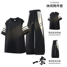 2026夏季新款 索羅娜雲影棉 拼色短袖長褲 休閒運動套裝 時尚款