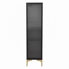 진열장 아크릴 도어 술장 피규어장 전시장 장식장 위스키장 양주 와인장 술장식장 인테리어 양주장 전시대 우드 보관함, 블랙 30*30*123cm(조명미포함)