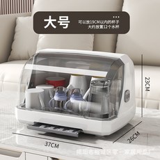 XFH-防塵奶瓶收納盒瀝水茶杯托盤架子杯子收納置物架家用茶具收納箱子 RYDQ, [大號]樊妮灰