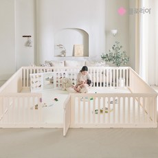 [단품] 플로리아 허그쉴드 베이비룸 아기 울타리 안전 문 가드 플레이룸 침대, 버터크림, 논슬립패드 4P, 4개