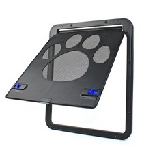 寵物紗窗門 腳印款 自由進出 磁吸式自動閉合門 紗窗紗門專用 防抓防咬 貓洞狗洞 雙向寵物門 寵物紗網門, 1個, 大款, 黑色