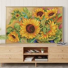 심스타 해바라기 실십자수 셋트 도안 세트 돈 복 길조 선물 꽃 풍경 자연 11CT 33종류의실, 50X75일반실3가닥자수, 1개, 50X75일반실 3가닥자수