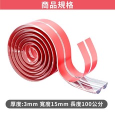 透明防撞條 3mm 保護條 邊角 密封條 桌角防撞條 矽膠邊條, 1個, 【1.5mm / 一米 透明防撞條】
