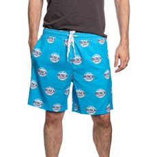 Calhoun 남성용 Busch Light 올 오버 클래식 로고 퀵 드라이 수영 트렁크 블루. XL