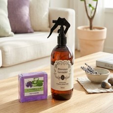 내손안의몰 프로방스 허브비누 패브릭퍼퓸 라벤더 세트 스프레이분사형, 350g, 2개, 330ml, 캐모마일 라벤더