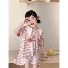GOYES 산리오 어린이 반팔 셔츠 원피스 귀여운 캐릭터 여아 여름 원피스