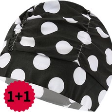 연온룸 수영 아쿠아로빅 주름 수영모자 셔링 꽃무늬 스판 수영모, 블랙땡땡이, 1개