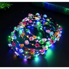 [브라운마켓] LED 머리띠 생일 파티 공주 화환 꽃 장식 조명 왕관, 화이트