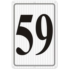 i-CowFun 프리미엄 반사 금속 번호 표지판 1 - 알루미늄 12인치 X 8인치 주차 공간 실외 대형 바닥 도크 코트 통로 필드 페이드 없음 내후성, Reflective Number Signs 59, 1개