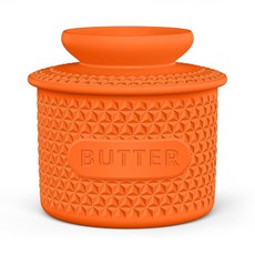 뚜껑이 있는 실리콘 버터 크록 신선한 버터를 위한 프렌치 버터 접시 카운터에 놓을 수 있는 버터 키퍼 주방 및 홈 데코용 워터 라인이 있는 버터 용기 홀더 - 170g(6, 주황색
