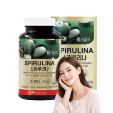 미국산 스피루리나 500mg 총엽록소 13mg 항산화 슈퍼푸드 영양보충, 1개, 180정