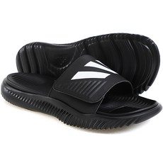 adidas 愛迪達 BOUNCE魔鬼氈拖鞋+平面口罩, 245, 黑和白