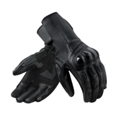 摩托車騎士防摔皮革手套：全指透氣防滑耐磨保護手套, 黑