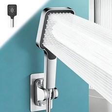 대형 4단 증압 샤워기 헤드, 실버, 1개