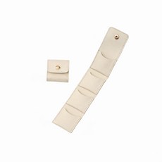 精巧多格戒指飾品收納包，旅行便攜飾品收納盒，鈕扣安全設計, 1個, 米白