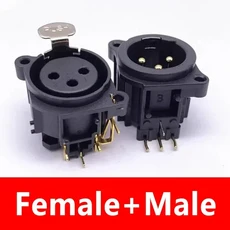 2Pcs 3 핀 XLR 푸시 버튼 오디오 스피커 남성 플러그 여성 잭 소켓 팔꿈치 구부러진 플라스틱 커넥터 사운, 01 1 Set, 01 1 Set