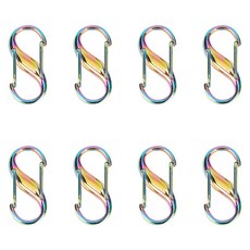 8개 알루미늄 합금 이중 게이트 카라비너 S자형 고리 잠금장치 무지개색 27x13x6.5mm, 혼합색