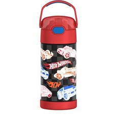 써모스 FUNTAINER 355ml 12온스 키즈 스트로우 보틀 카 299182, Hot Wheels