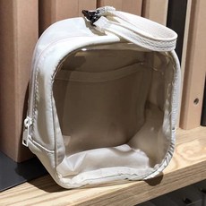 展示防塵可掛式珍藏品收納包 透明可掛式設計，防塵便攜，適用於娃娃、飾品、徽章等收藏品, 象牙色,吧唧穀子痛包-【11*16*7】, 1個