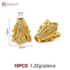 10PCS 18K 골드 컬러 황동 나무 잎 비즈 모자 여성을위한 Diy 쥬얼리 목걸이 액세서리 만들기, 01 52651 18K Gold Color