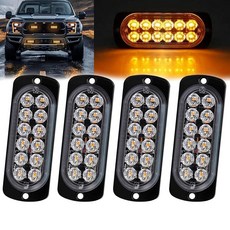 FZSSHYG 슈퍼 브라이트 앰버 스트로브 라이트 키트 4개 - LED 12개 패턴 18개 12V 방수 표면 마운트 경고 위험 플래시 조명 바 트럭 SUV ATV 응급