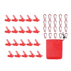 20개 텐트 클립 차양 클립 캡 캡 색상 클램프 텐트 클립 로프 고정 클립, 04 Red, 빨간.