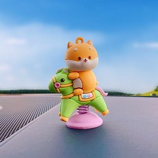 차량용흔들인형 곰돌이 피규어 장식품 인테리어 소품 미니어처 테라리움 선물용 악세사리, 그린목마코기, 1개