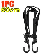 오토바이 헬멧 수하물 스트랩 조정 가능한 탄성 밴드와 후크와 다기능 고무, 04 1pc black 60cm