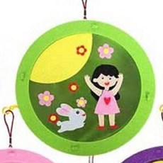 向日葵 宮燈DIY材料包 不織布手作 春節節慶裝飾 親子同樂活動, 1個, 綠色框, 綠色