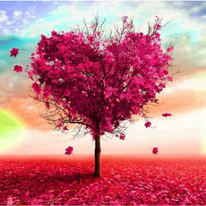 더영흥 보석십자수 ( 캔버스형 ) 30 x 40 cm DIY 풍수 해바라기 사과, 1개, 핑크 나무