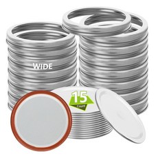 실버 6링+6뚜껑 86mm/3.38인치 통조림 뚜껑 통조림 병용 넓은 입구 분할 뚜껑 및 링 식품 등급 소재 넓은 입구 병에 100% 적합 및 밀폐 (6), 30