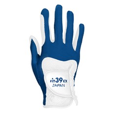 Fit39 EX 經典款高爾夫手套 右手 深藍白底 XL 日本素材 防滑 彈性服貼 耐用可水洗, 深藍/白底, 1個