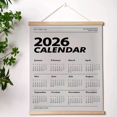 2026년 포스터 무지 달력 나무 프레임 감성 홈데코, 1개, 나무프레임 40x50cm