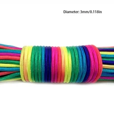 Paracord 2mm /3mm /4mm Paracord 레인보우 로프 7 가닥 낙하산 로프 등반 생존 장비 낙하산 로프 팔찌, 03 15 meters, 06 3mm Dark color