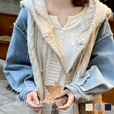 日系混針織拼接風牛仔外套