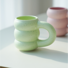 코시나보니따 뚱뚱 도자기 머그컵 300ml, 1개, 그린 1개, 그린