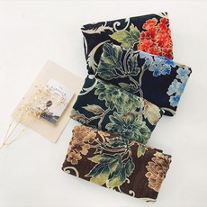 원단싸 면100% 단면거즈] 오리엔탈 플라워 4color_WS 856, #4.블랙