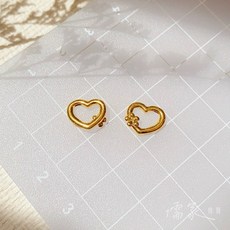 儒家珠寶 純金9999 硬金 彌月金飾 壓驚別針 1元硬幣 貓咪 愛心 好運 金飾 墜飾, 1個, 心花開 0.046錢