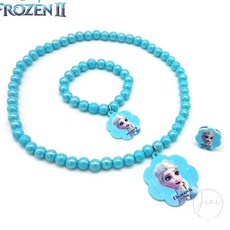 JINI 겨울왕국2 꽃모양 3종세트 스카이 초등여아목걸이