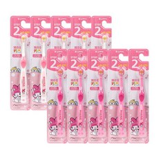 페리오 키즈 2단계 산리오 마이멜로디 유아 칫솔 3~5세 혼합색상 10개입 ., 흰색 + 핑크색