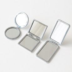 할메이드 접이식 미니 휴대용 사각 원형 확대 손거울, 정사각(70x67mm), 1개, 화이트