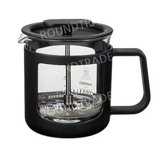 일본 Hario 전기주전자 내열티팟 커피티포트 티포트 전기티팟, 600mL, 티 프레스, 검정