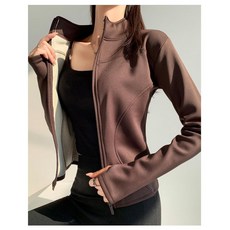 瑜伽運動外套女 - 秋冬加絨跑步騎行健身長袖上衣