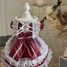 寵物聖誕蝴蝶結聚會洋裝 泰迪犬德文喜慶氛圍公主蛋糕寵物服飾, 1個, 紅棗,M＋碼（3.5-4.0公斤左右）