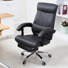 辦公椅 電腦椅 商務老闆椅 職員書房椅 高檔皮質工程椅 中班椅 陞降旋轉椅 HFBD, 黑色（真牛皮）無擱腳