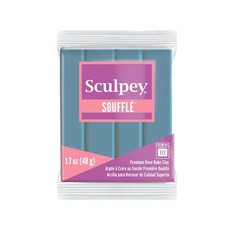 Polyform Sculpey Soufflé 폴리머 오븐 베이킹 클레이 블루스톤 무독성 48.2g1.7온스 바 주얼리 제작 휴일 DIY 혼합 매체 등에 적합합니다, 48 g, Bluestone