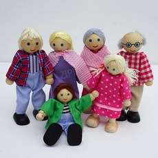 ZIPIA 원목 인형의 집 돌하우스 하우스 놀이 인형 가구, G. 칼라인형패밀리세트