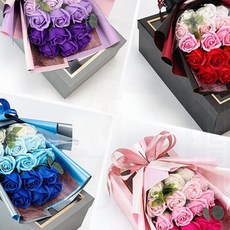 비누꽃다발 졸업식 입학식 선물 프로포즈 생일 축하 꽃다발(1+1옵션 주문수량의 2배수량 배송), 1개, 01.장미비누꽃-퍼플