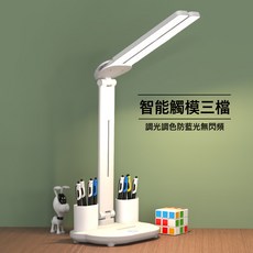 風扇護眼檯燈 led學習學生宿舍智能檯燈臥室充電閱讀書桌檯燈摺疊, 雙頭-基礎款-插電款+贈送USB線:如圖